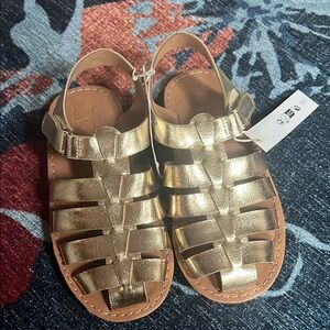Zara Gold Fisherman Sandals kids size US9.5 EU26
